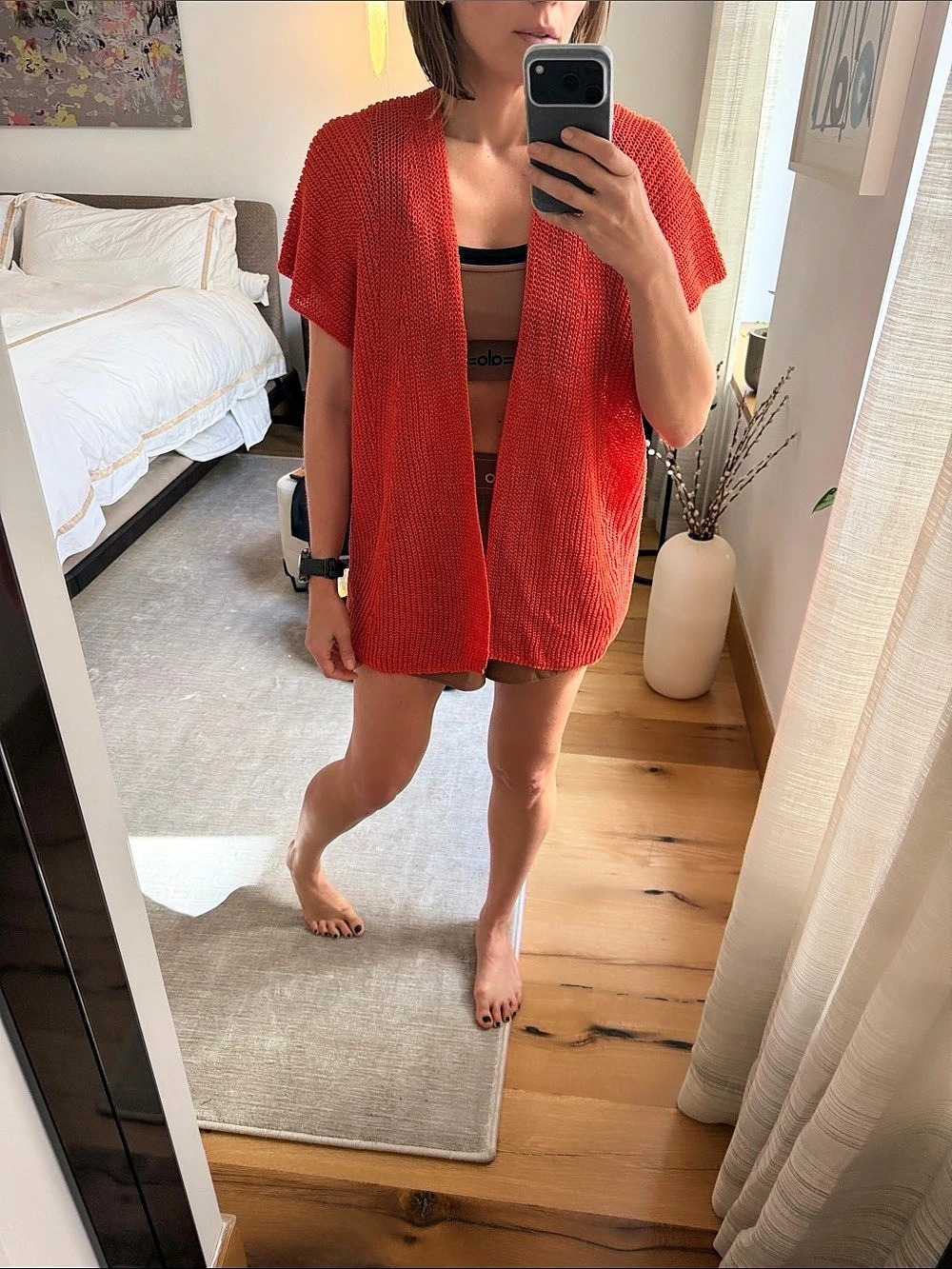 emotions by B.E. Linen Open Front in Orange Size Medium